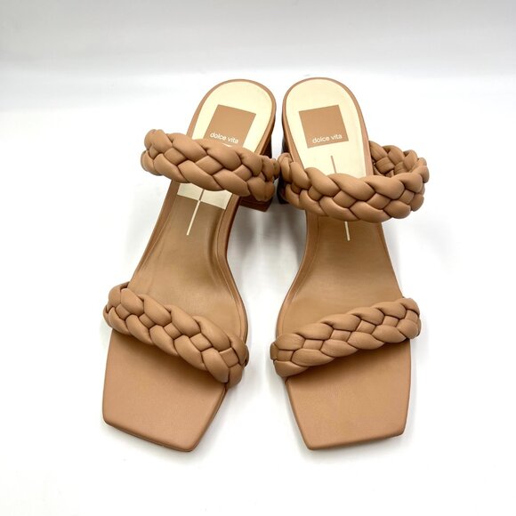 Dolce Vita Womens Size 9.5 Beige Tan Nude Braided Heels Sandals Shoes - Picture 2 of 14